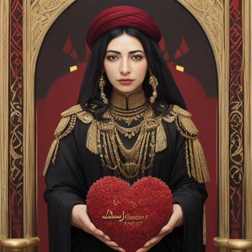 Names in Heart Surrounded by Golden Jewelry