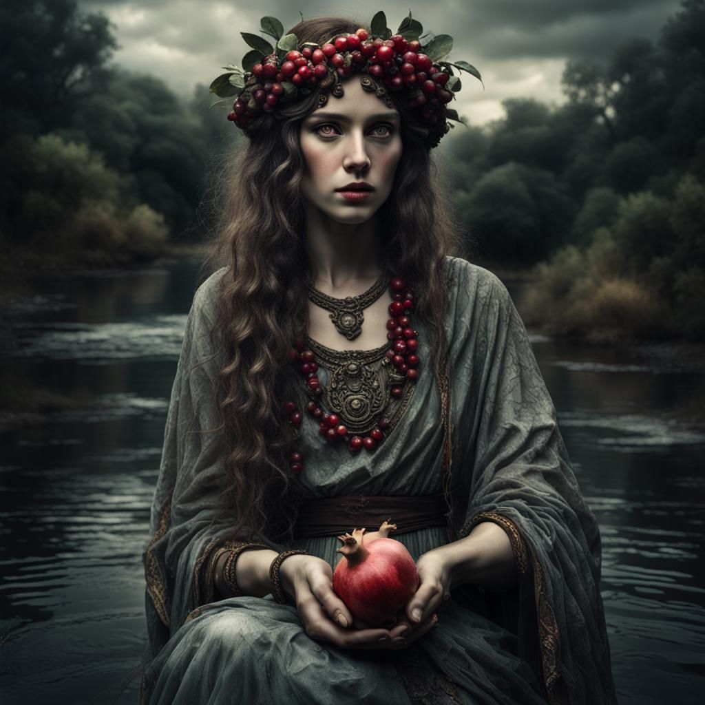 Persephone on the River Styx: Hyperrealistic Portrait