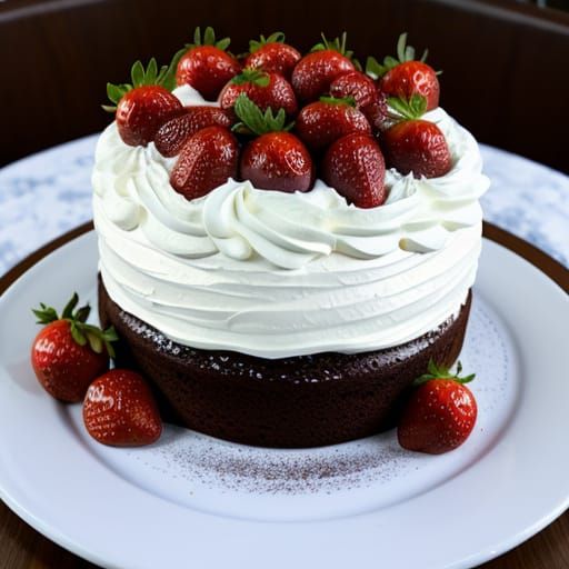 Moist Strawberry Chocolate Cake in Vibrant Watercolor