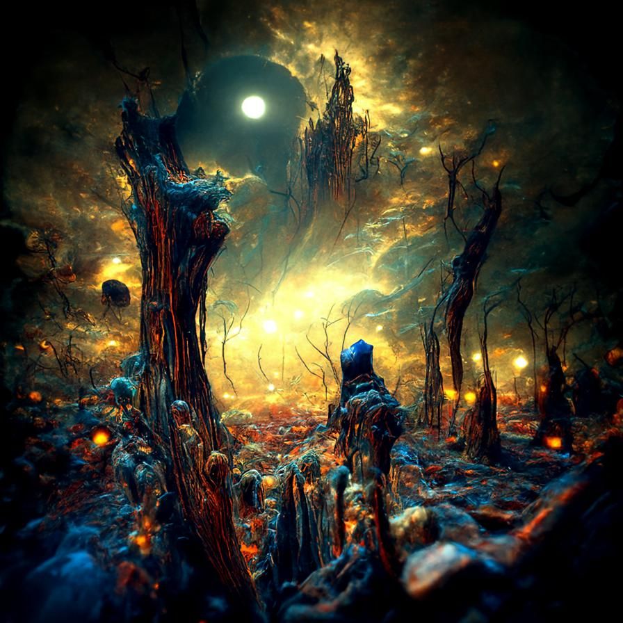 Mystical Dark Woods: Ethereal Digital Art Landscape