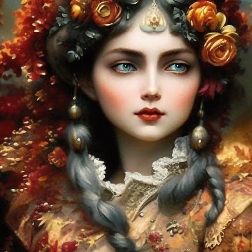 Mary and Lamb: Hyperdetailed Fantasy Portrait