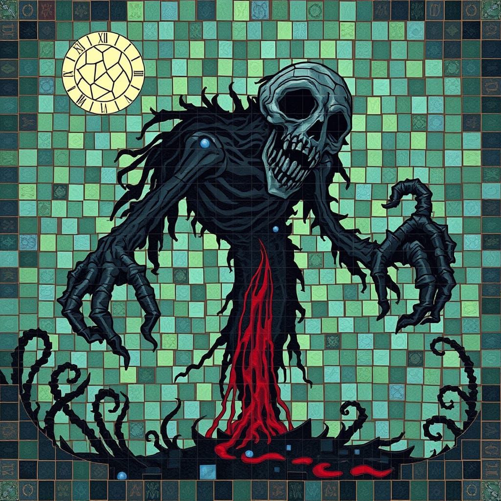 Surreal Ghoul Emerges from Mosaic