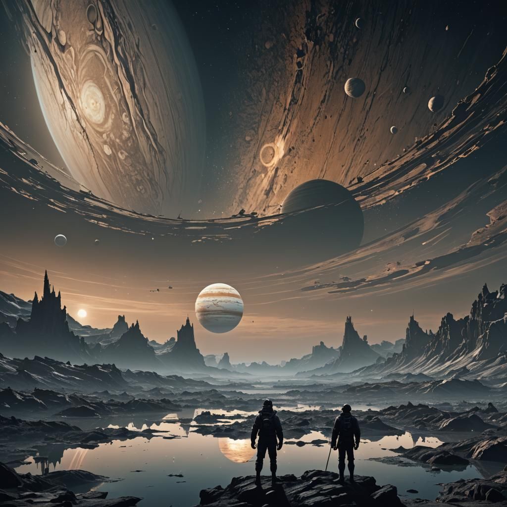 Saturn from Europa: A Deep Color Matte Painting