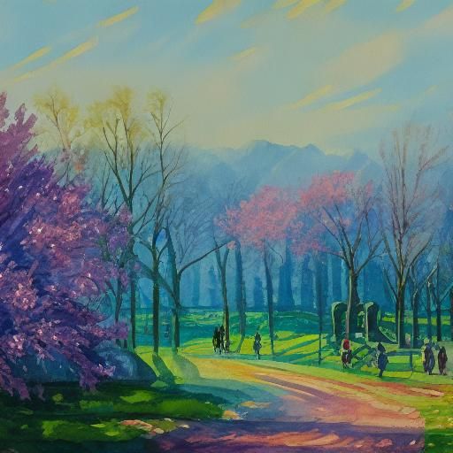 Spring Morning in Gouache Impressionist Style