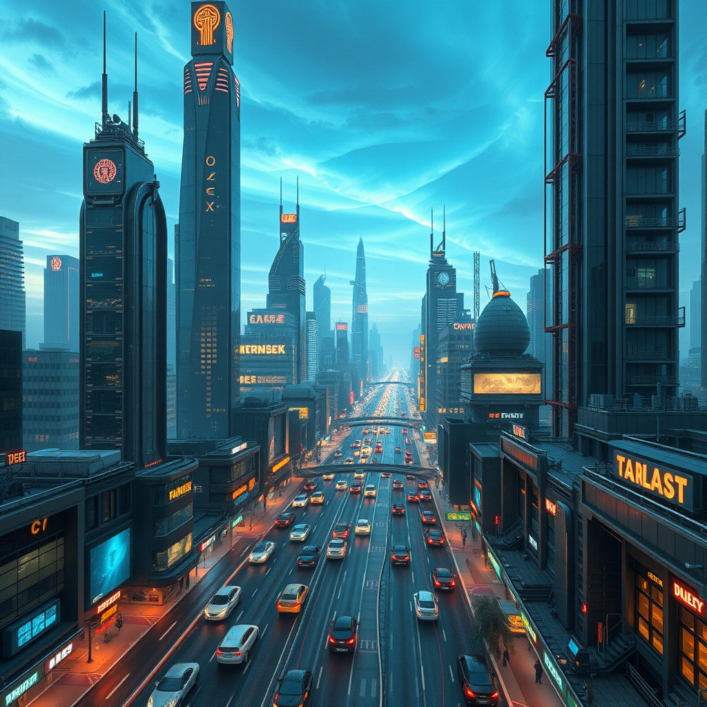 Futuristic Metropolis: AI-Managed Smart City in Electric Blu...