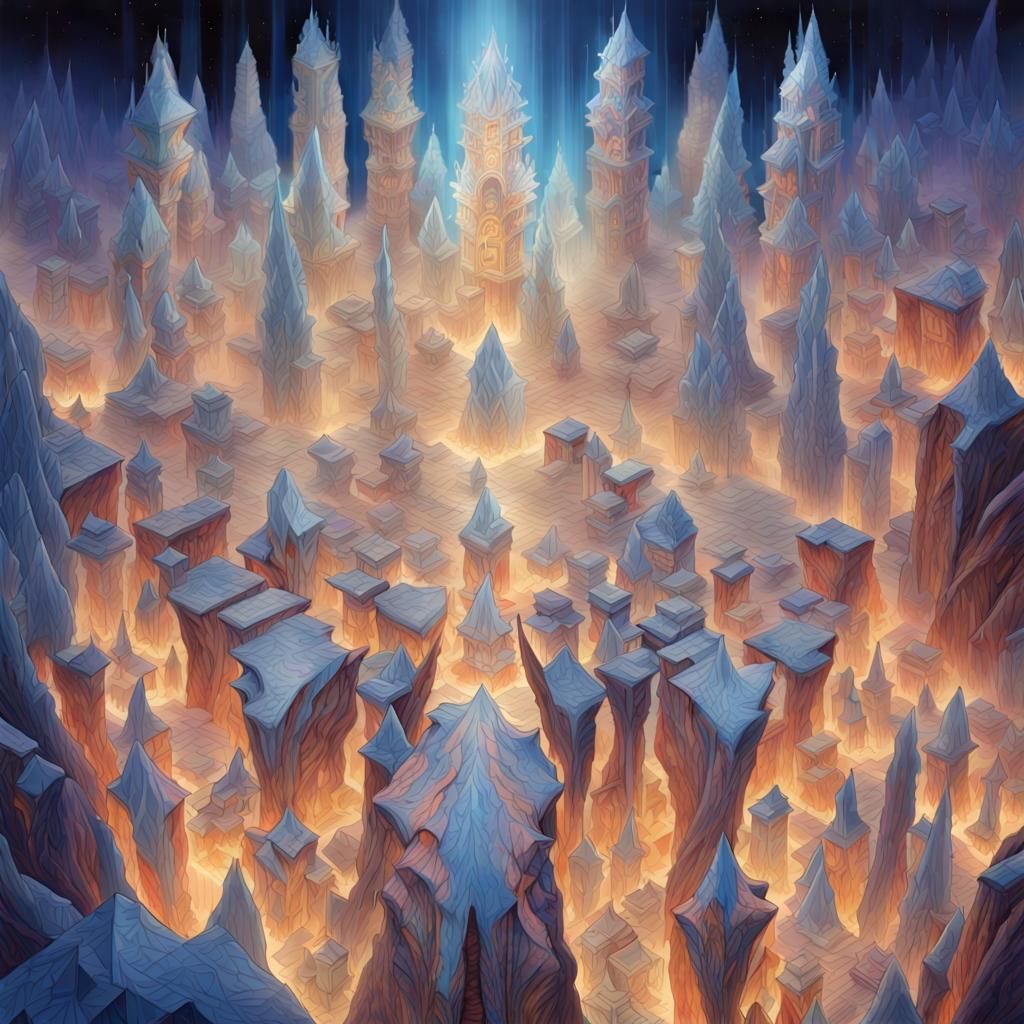 Crystalline Beings in a Retrofuturism Style