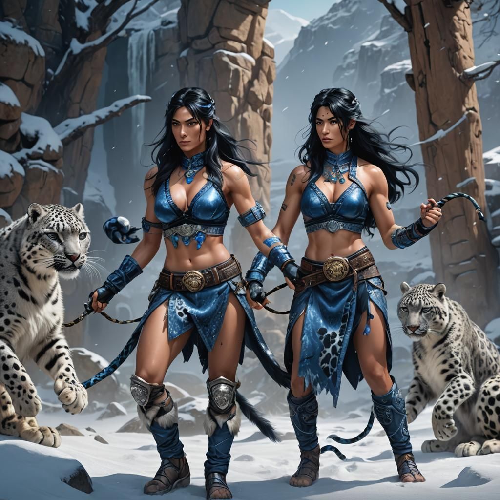 Boxer Queen with Leopards in Desert Landscape