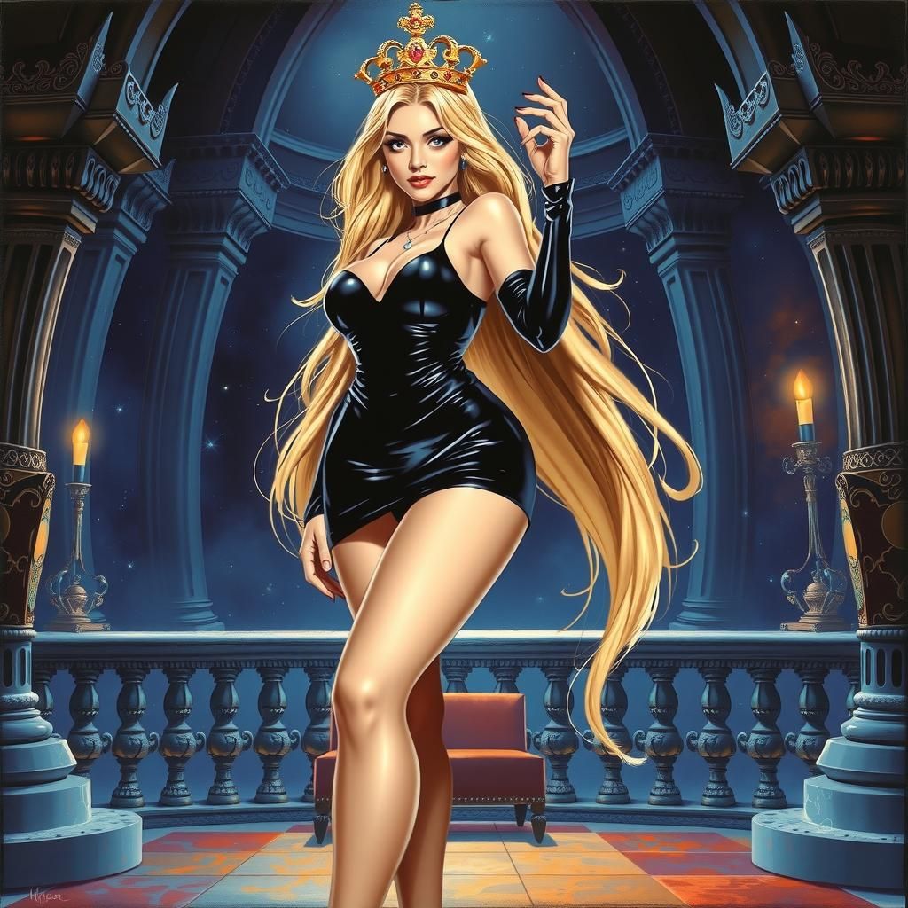 Bowsette in Cyberpunk Style with Golden Crown