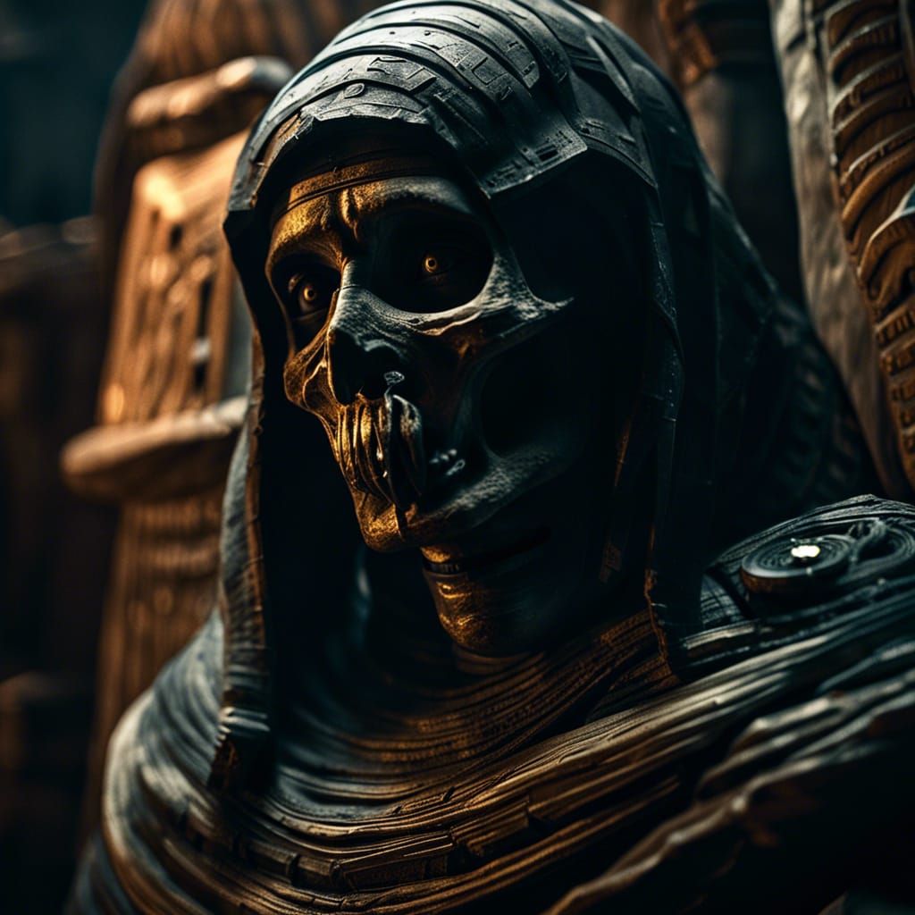 Creepy Mummy in Egyptian Tomb Horror Style