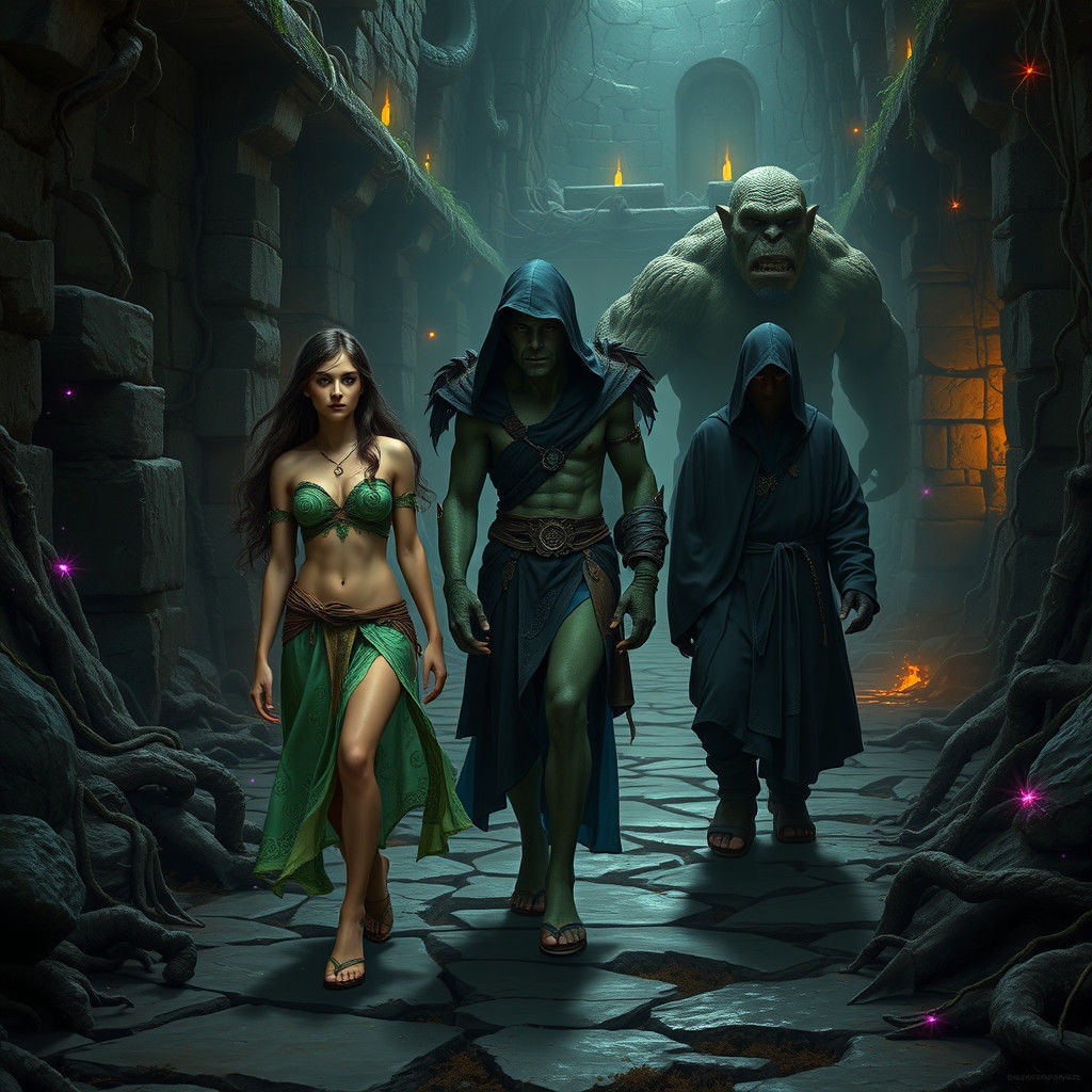 High-Fantasy Ruin Procession in Vibrant Colors