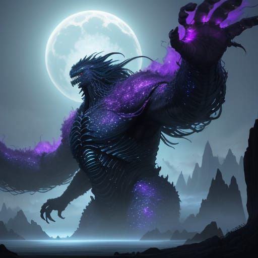 Majestic Fantasy Monster Emerges from Vortex