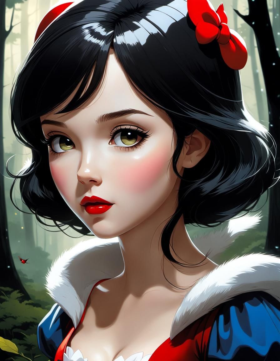 Chibi Snow White Anime Portrait in Ghibli Style