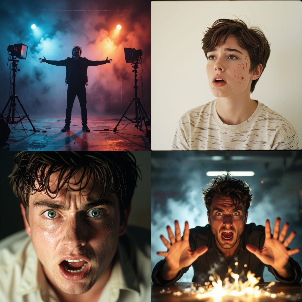 Dramatic Cinematic Portrait of Mania and Its Symptoms