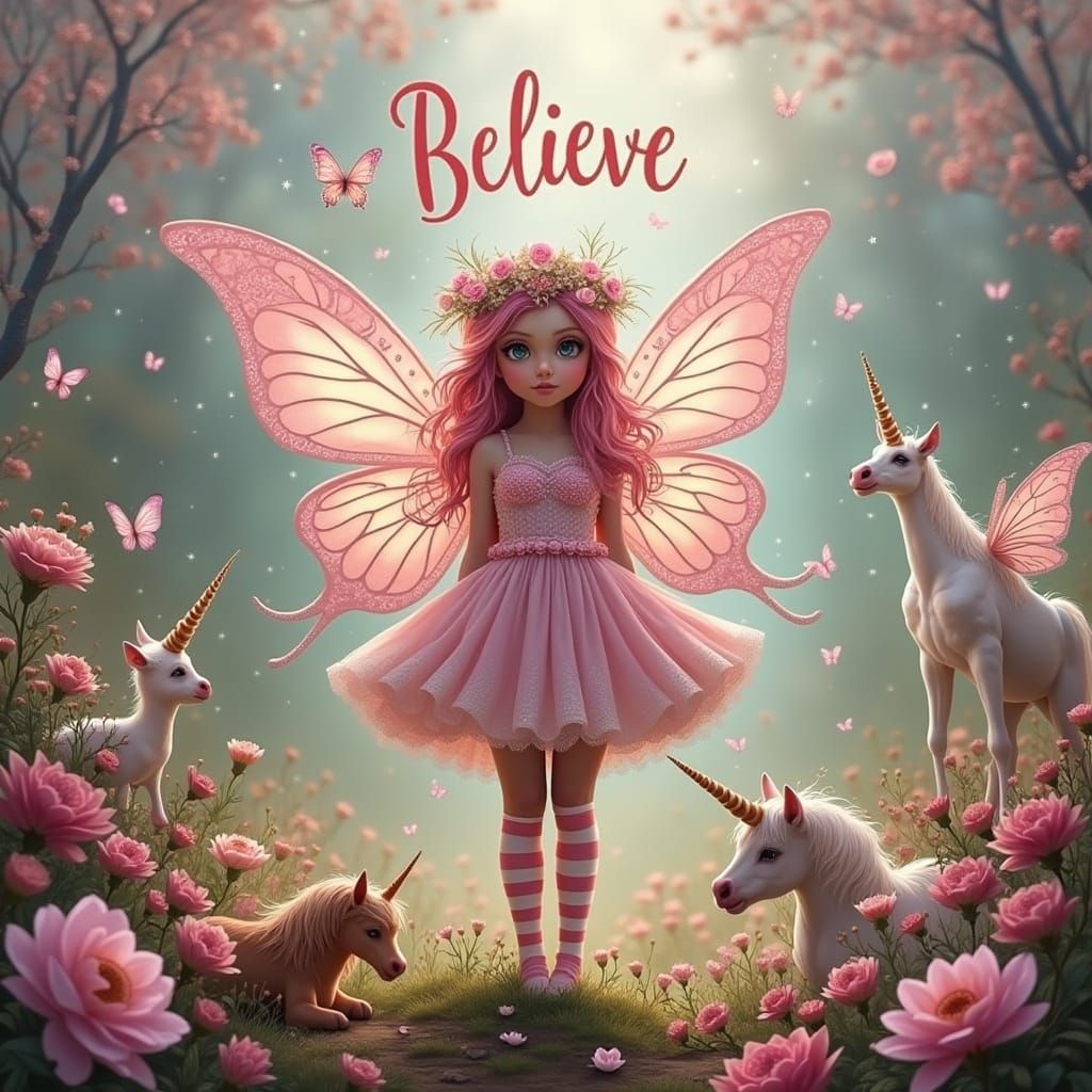 Enchanted Fairy in Whimsical Garden Setting