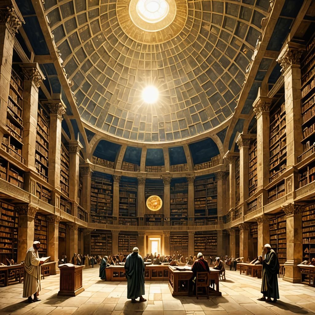 Great Library of Alexandria: Hyperrealistic Impressionism