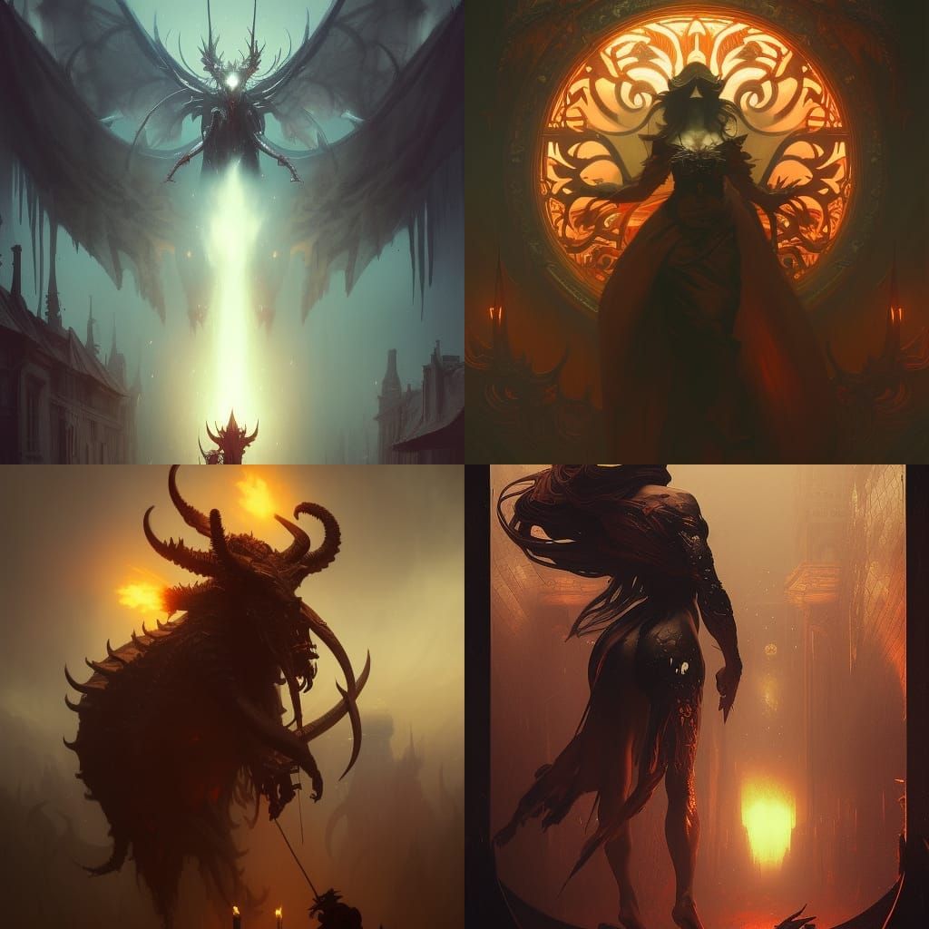 Devil Dark Fantasy Concept Art in Art Nouveau Style