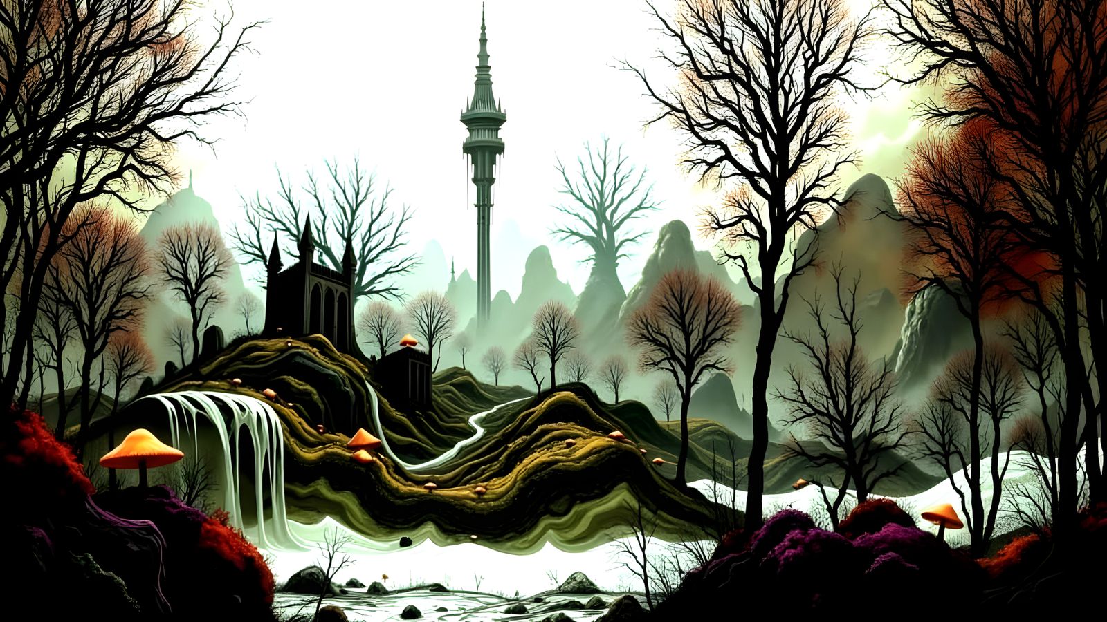 Hyperrealistic Post-Apocalyptic Wonderland in Regal Colors