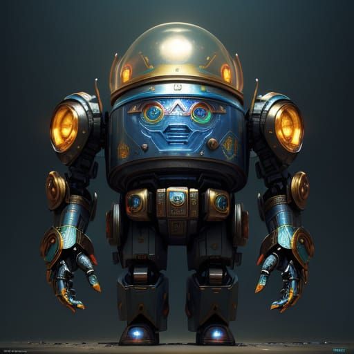 Candy Face Gnome and Robot Companion Cinematic Art