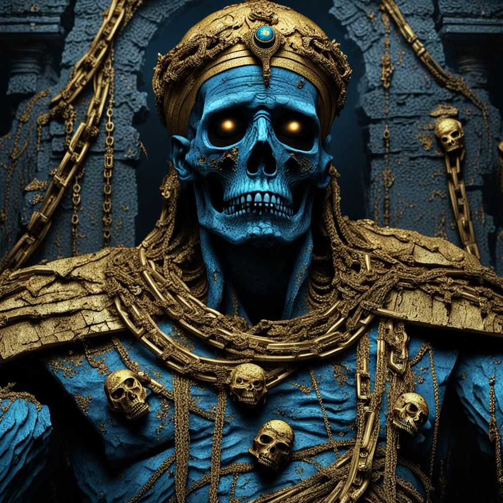 Decayed Mummy Drags Chains Through Dark Tomb