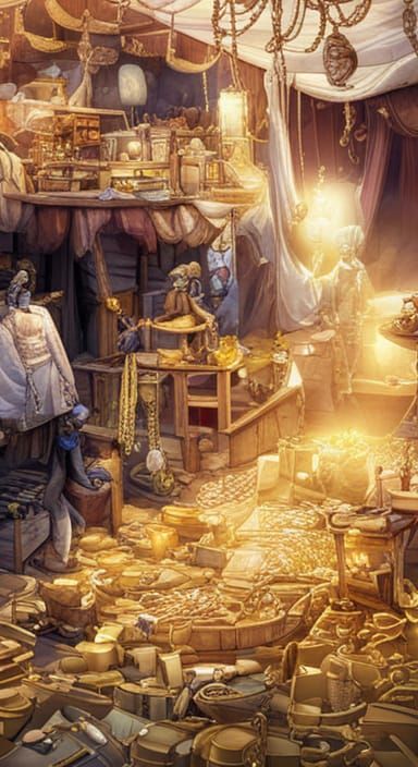 Pirate Cave Overflowing with Gold and Jewels