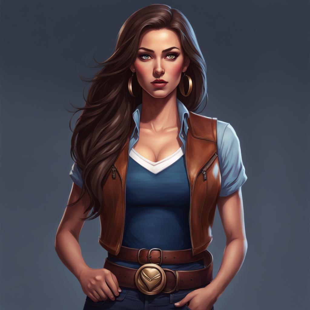 Portrait of Young Woman with Hourglass Figure, Hyperdetailed...