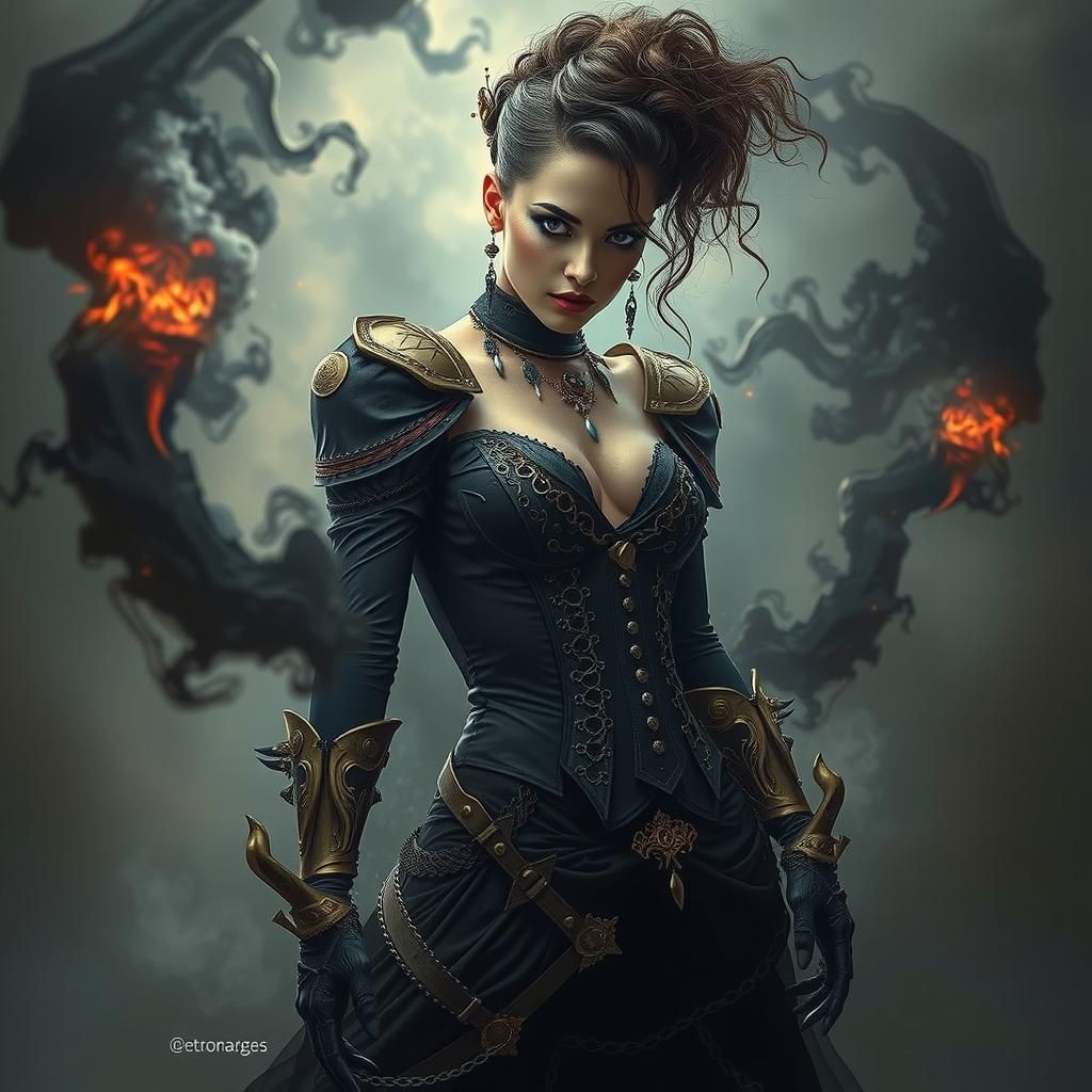 Victorian Biopunk Woman in Eerie Gothic Horror Style