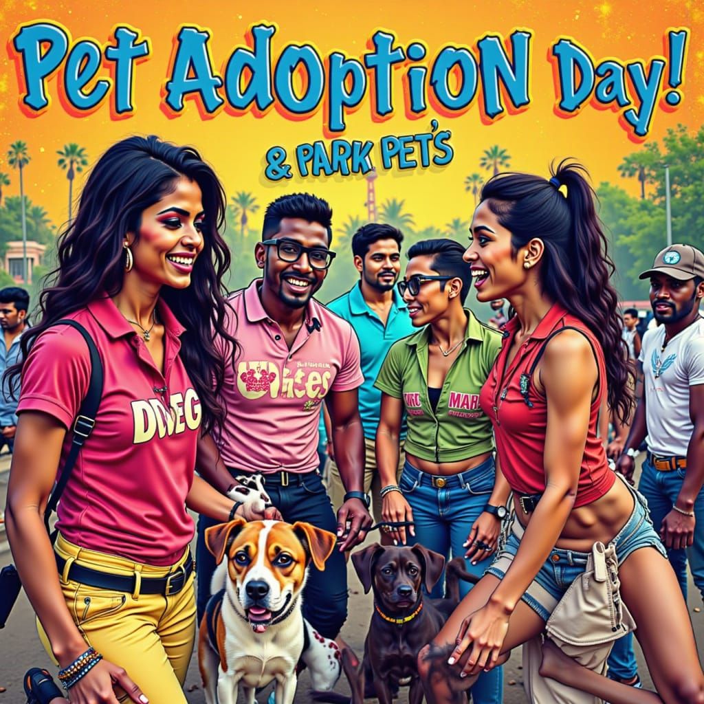 Pet Adoption Day Event in Vibrant Pulp Comic Style