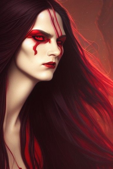 Beautiful Red-Skinned Tiefling Portrait in Photorealistic St...