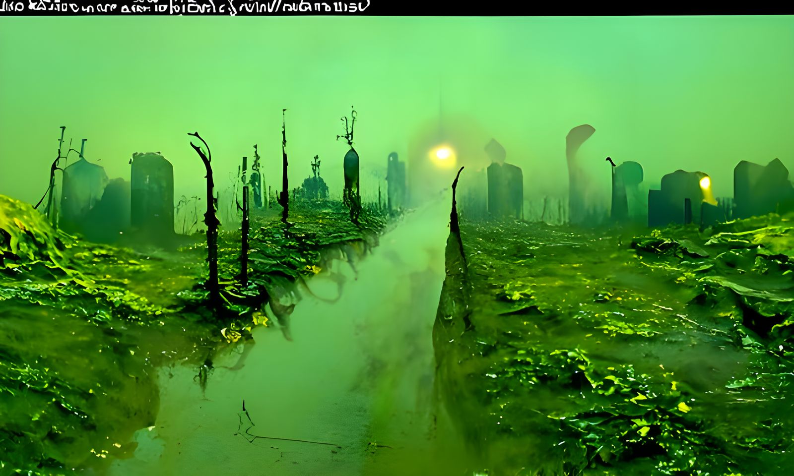 Dystopian Caustic Mist World in Beksiński Style