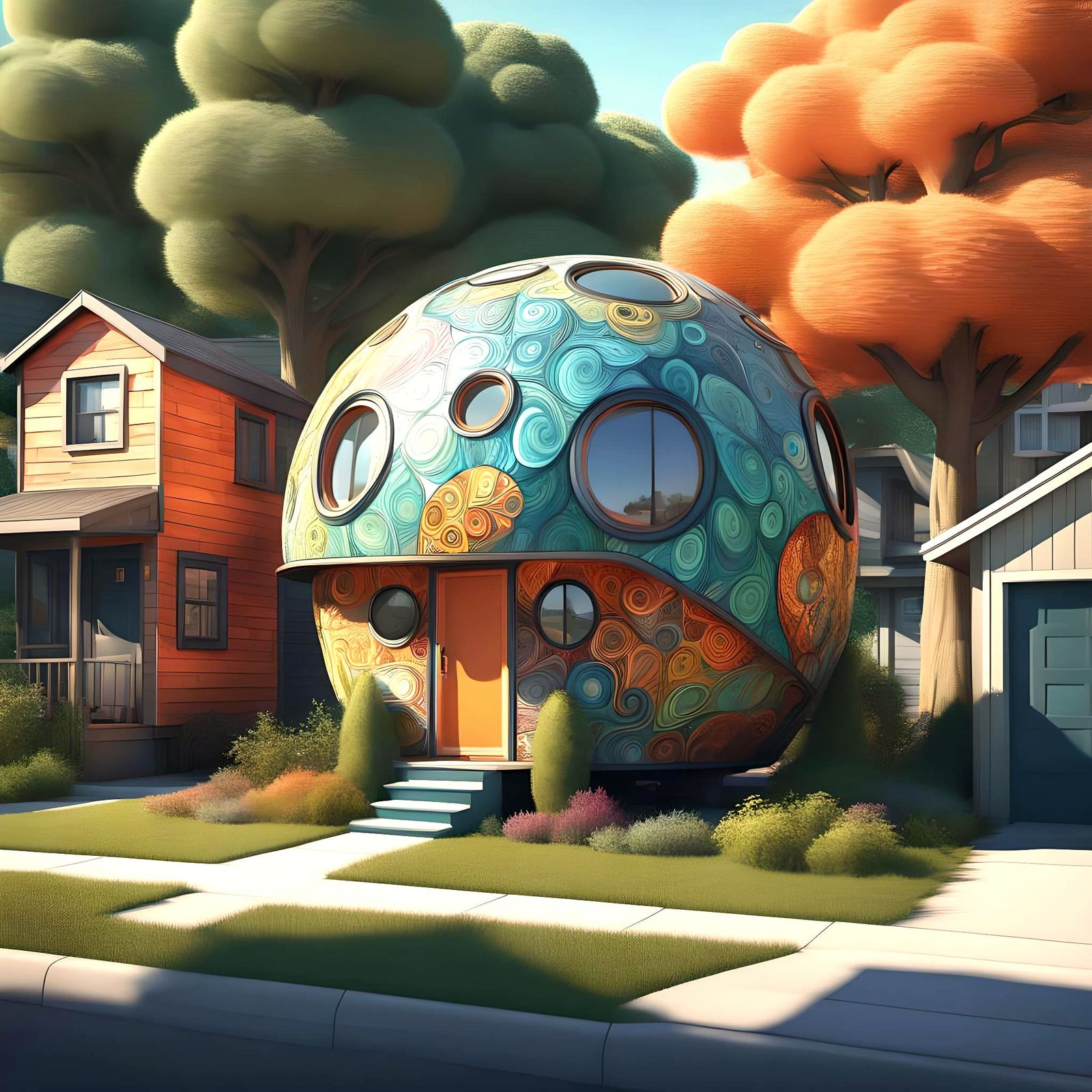 Futuristic Off-Grid Tiny House in Dystopian 3D Style