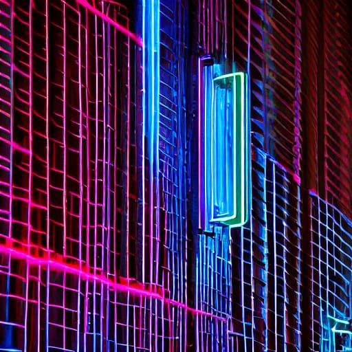 Cyberpunk Neon Sculpture in Deep Blues and Purples