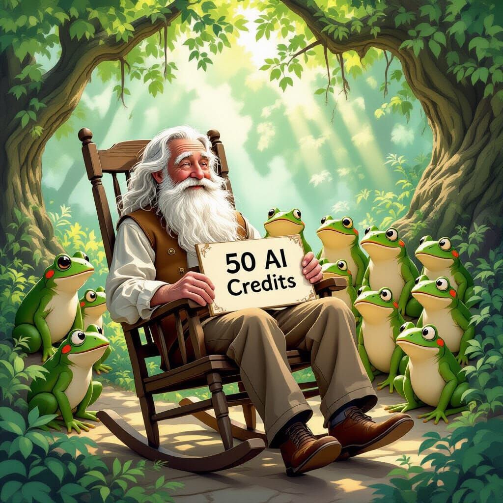 Wise Old Man and Singing Frogs with AI Credits
