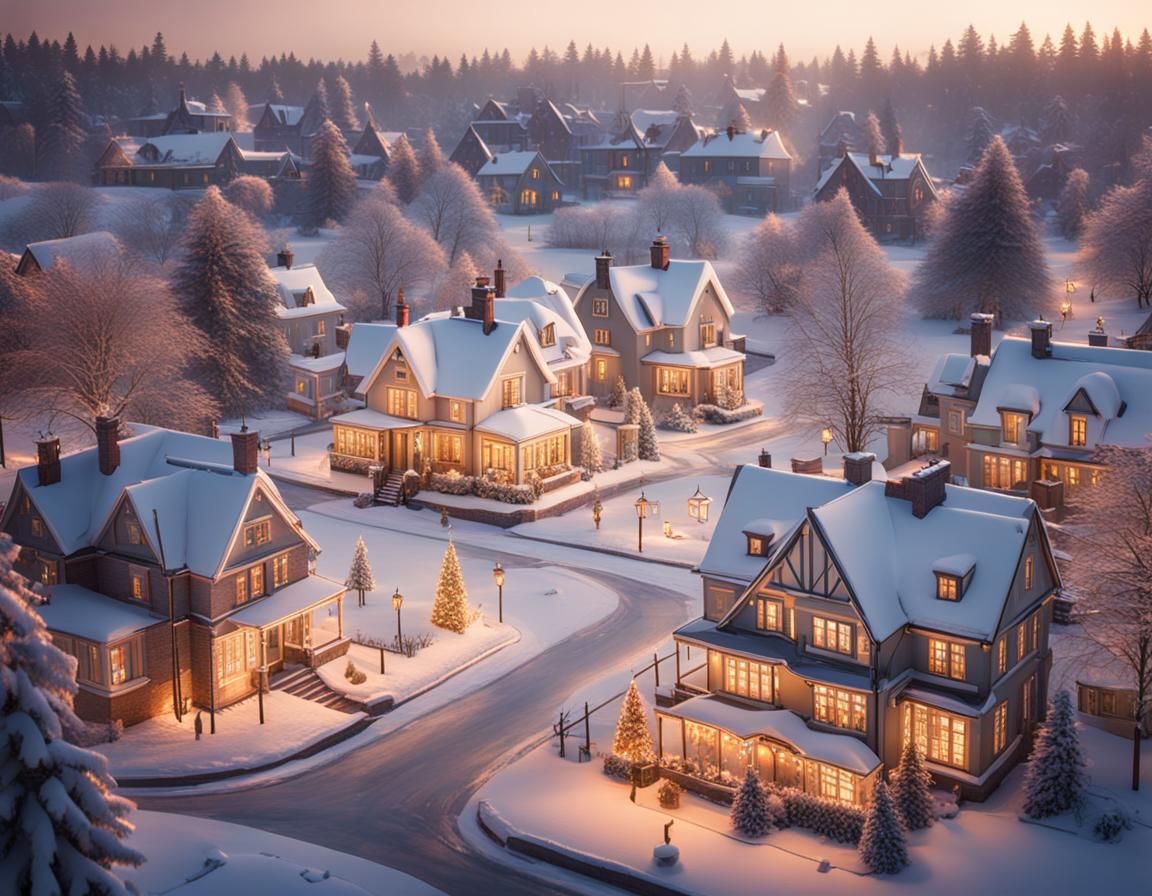 1920s Winter Suburb with Christmas Decor