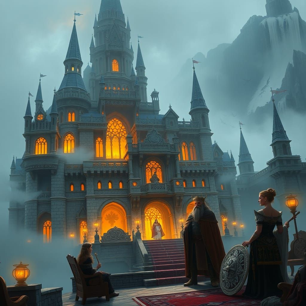Majestic Norse Dwarven Castle in Matte Painting Style