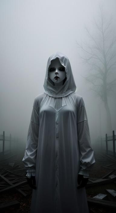 Eerie White Plague Cityscape in Dreamcore Style