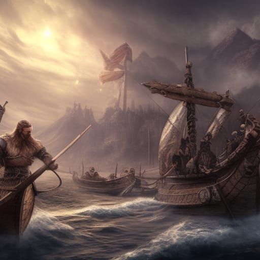 Epic Viking Landing in England: 3D Digital Art