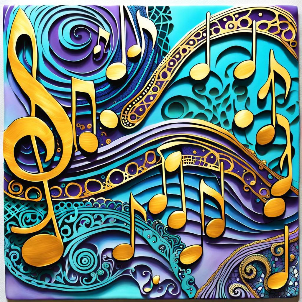 Abstract Zentangle Art with Musical Notes