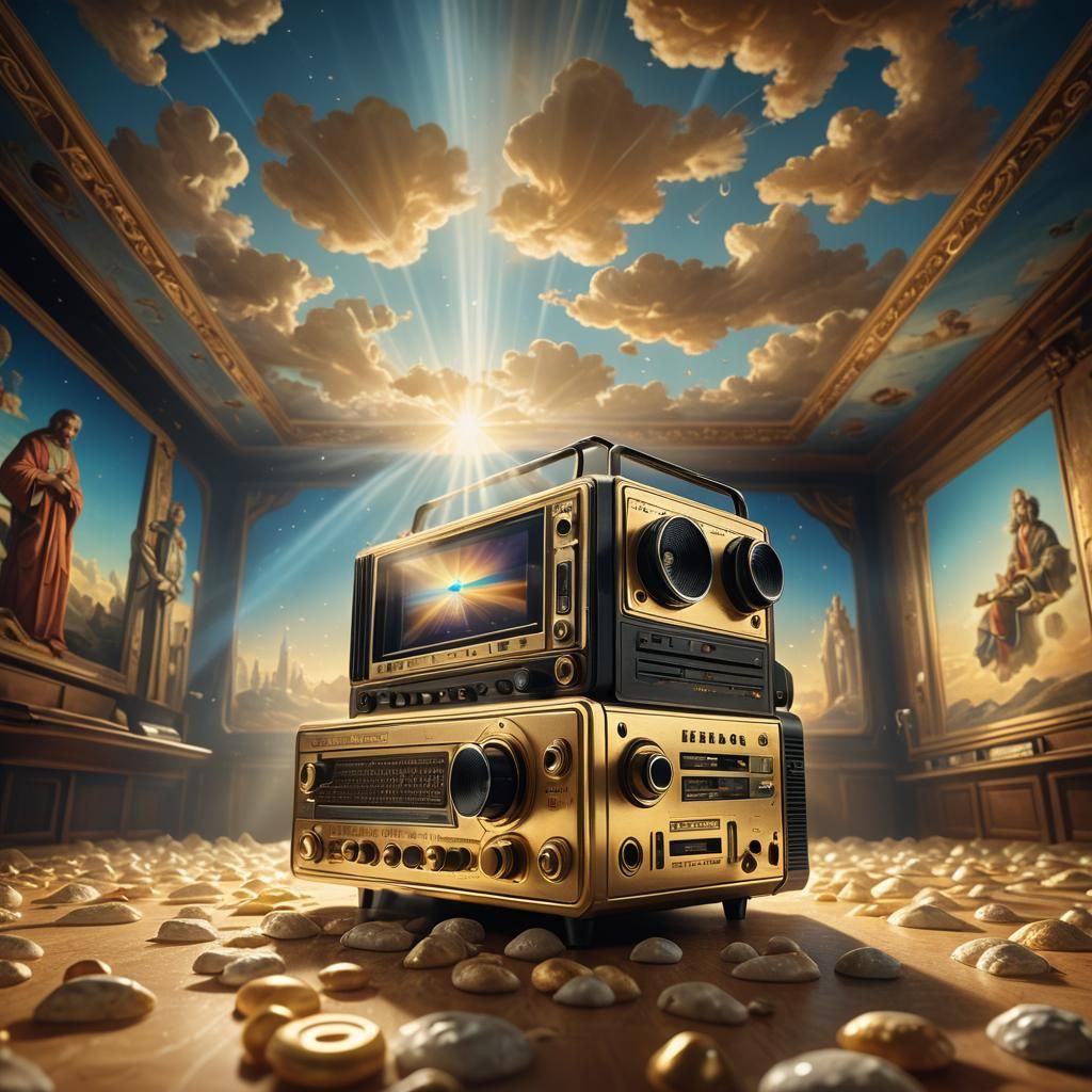 Surreal Cassette Recorder Invades Auditorium: Digital Art