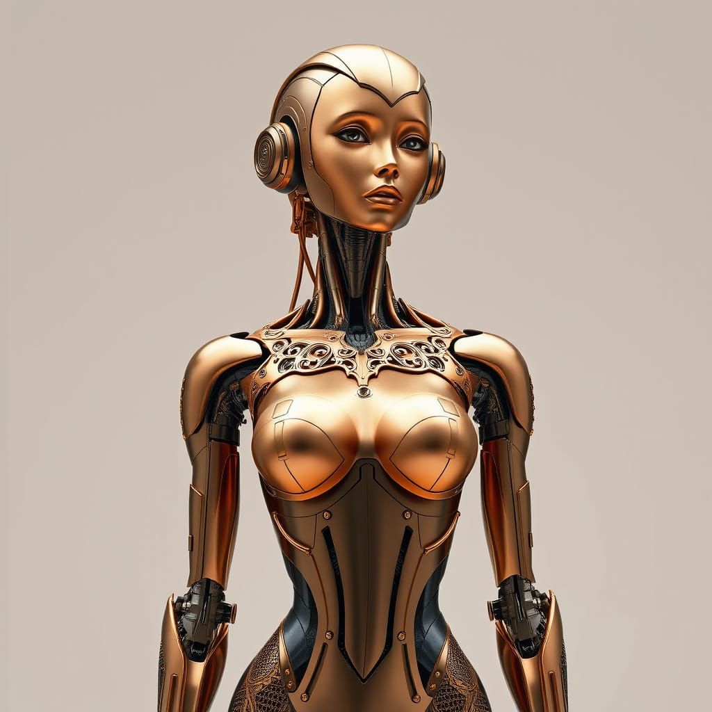 Metallic Goddess: Futuristic Sculpture