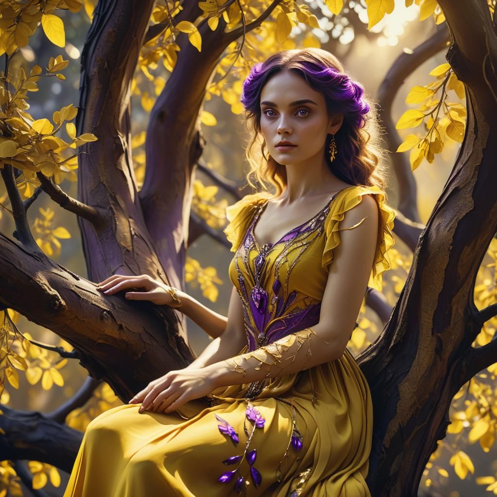 Girl with Purple Eyes: Art Nouveau Style