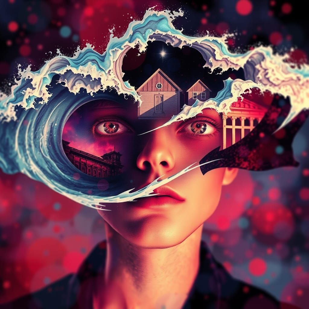 Surreal V for Vendetta Artwork in Polychromatic Style