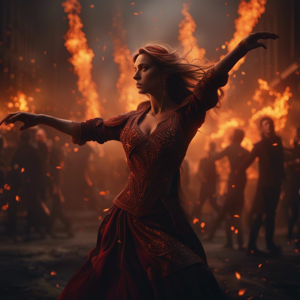 Dancing in Flames: Epic Digital Matte Painting