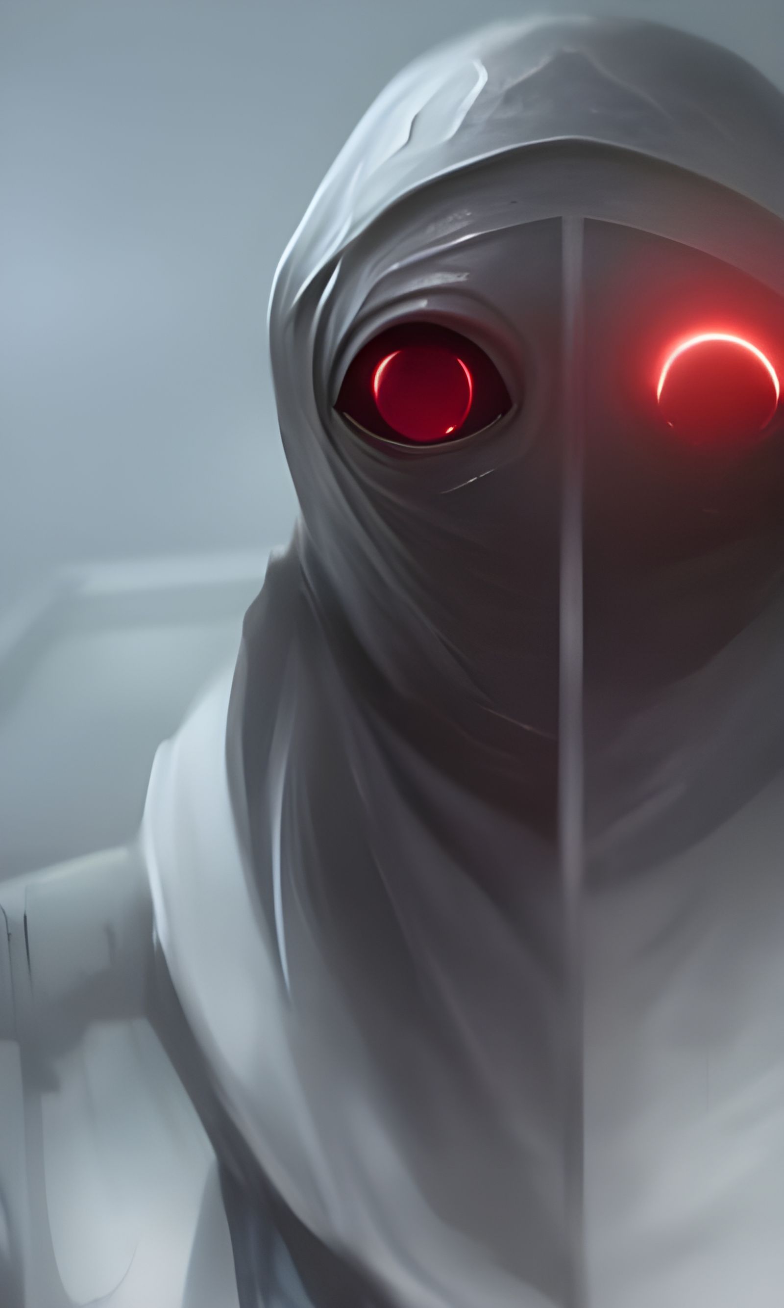 Hooded Alien Cyborg in Dark Fantasy Style