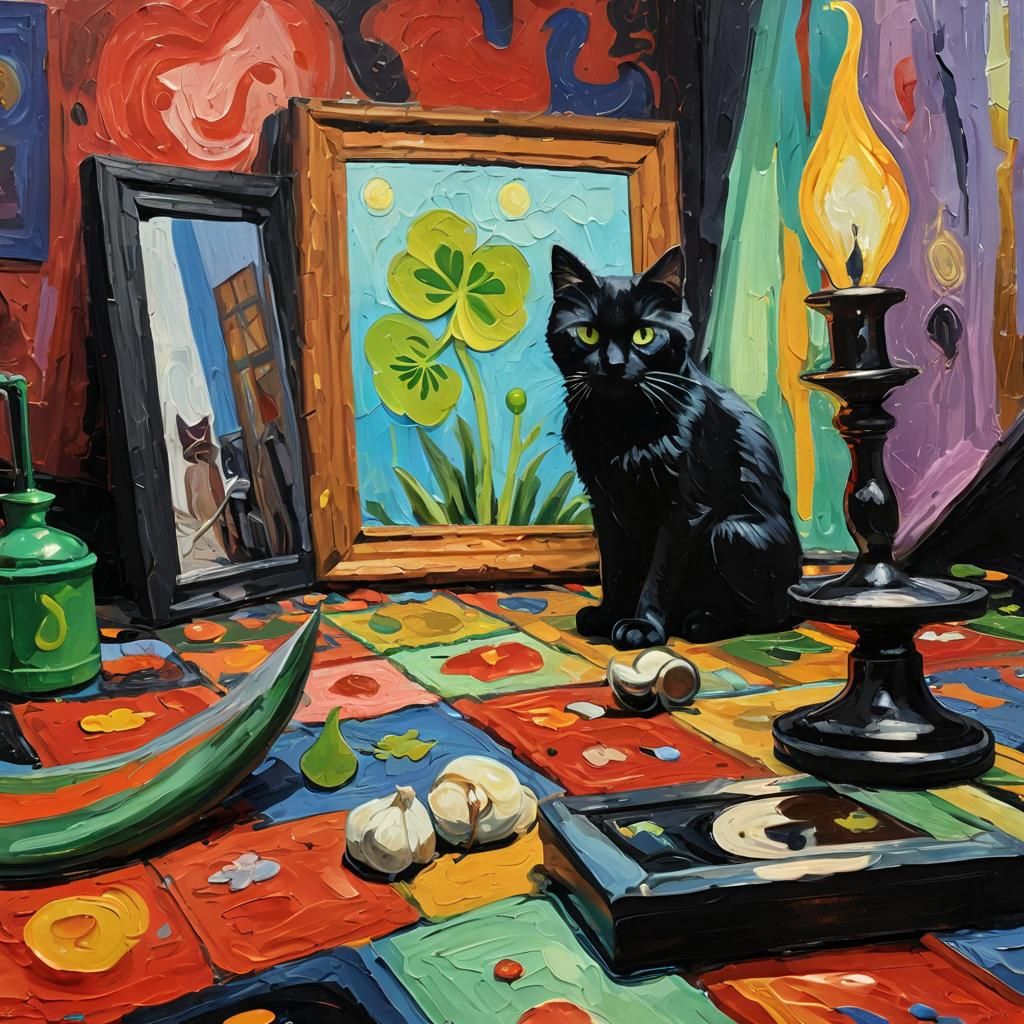 Mystical Charms Reflected: Expressionist Oil Painting