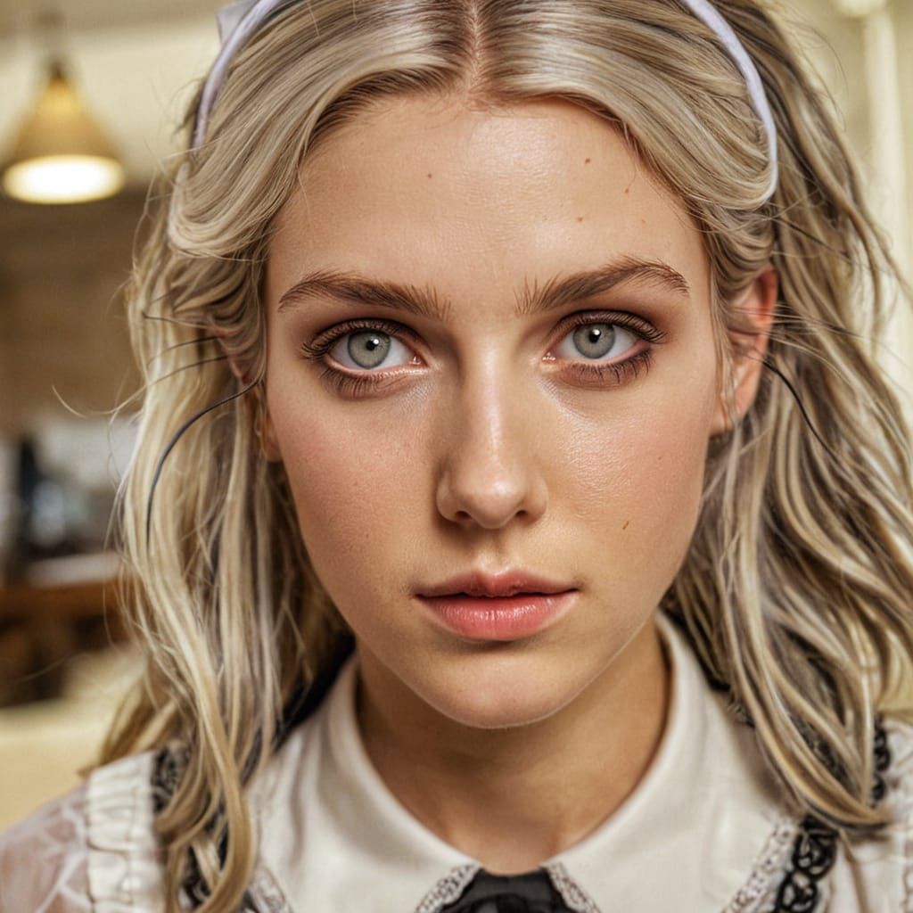 Elegant French Maid Captured in Hyper-Realistic Sepia Tone