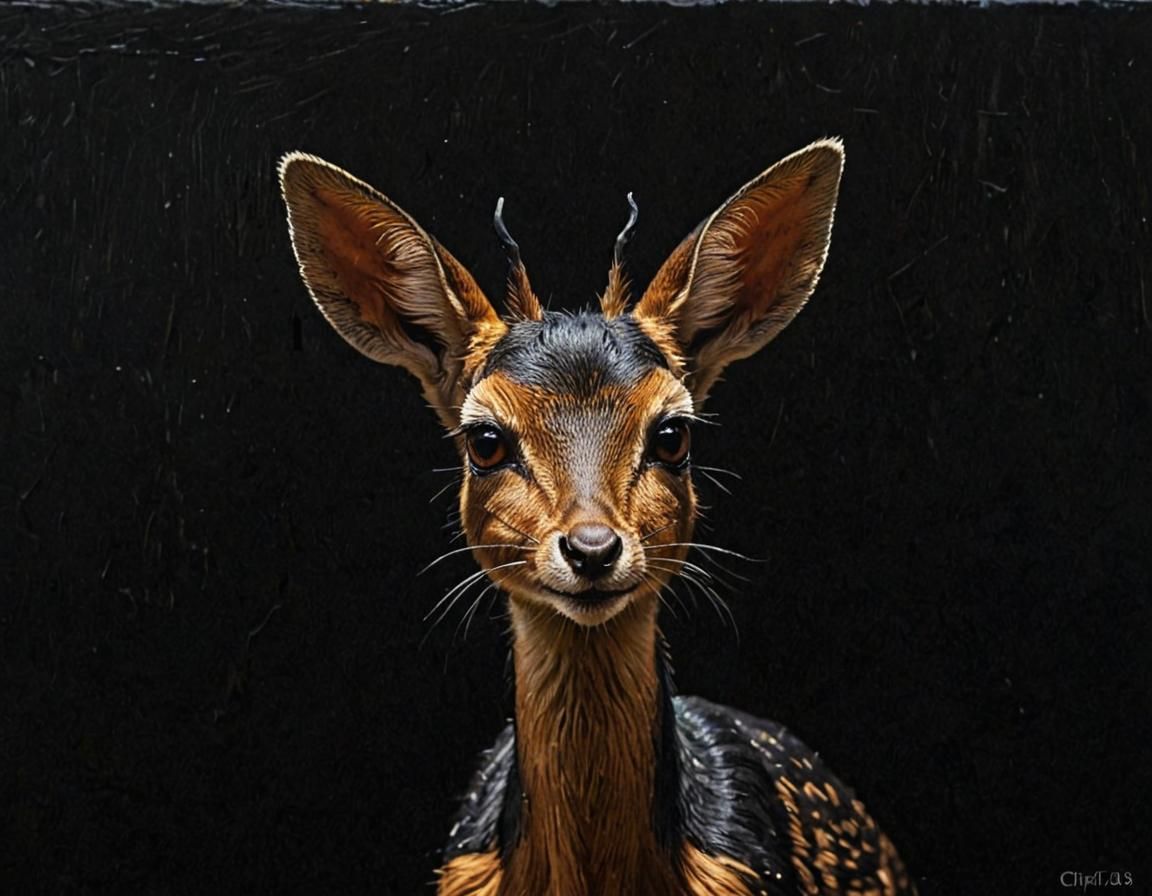Dramatic Expressionist Dik-Dik Wildlife Art in Impasto Style