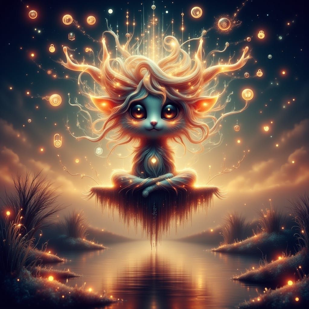 Zen GNU Meditating in a Digital Landscape