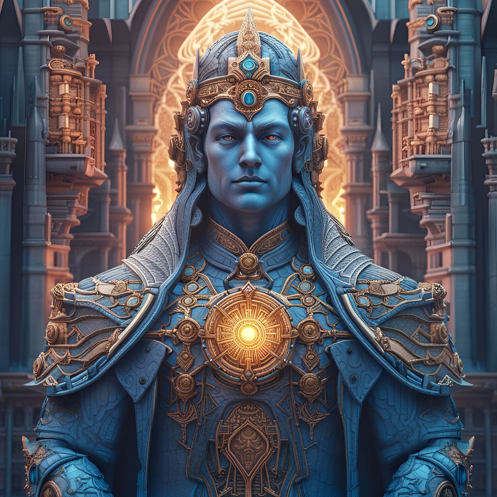 Celestial God of Order in Fantasy City