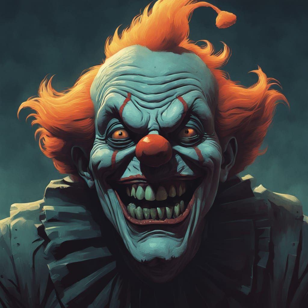 Grotesque Clown Face in Hyper-Realistic Low-Poly Art