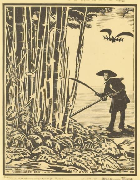 Vampire Hunter in Woodcut Style